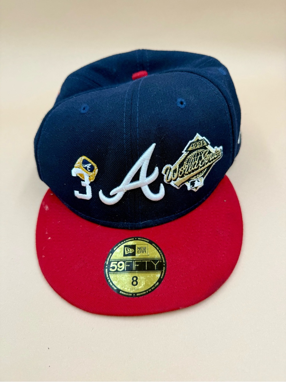 Atlanta Braves 1995 World Series New Era 59FIFTY Hat SIZE 8 Patches MLB